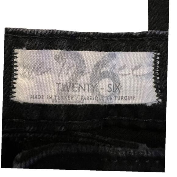 Free People Black My Own Lane Distressed High Rise Straight Leg Jeans Size 26 - Picture 11 of 16